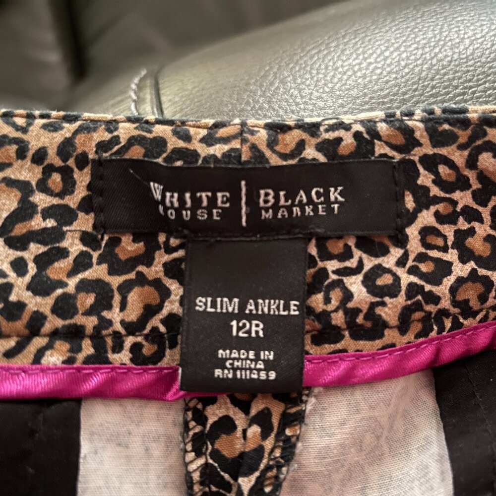 White House Black market slim ankle leopard 12R pants leggings slacks